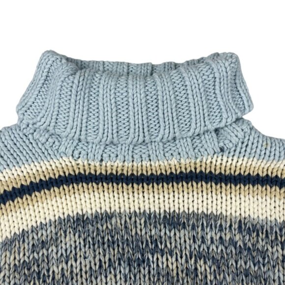 Euroad Sweater Womens Large Multi Striped Knit Acrylic Long Sleeve Turtleneck - Picture 5 of 10
